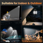 CAVN Rechargeable Camping Lights with Stand 6.5 ft Max Height, Portable Cordless LED Work Light 2200 Lumens 6500/4500/3500K Dimmable Camping Essentials Gear with Detachable Tripod, Black