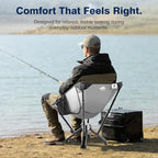 Utility-Grade Folding Chair — Stable One-Piece Structure, Authorized Folding Structure Patent, Balanced Aluminum Support, Compact & Portable Chair for Camping, Fishing & Everyday Outdoor Use