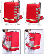Emergency Bag First Aid Backpack Empty First Aid Bag Treatment First Responder Trauma Bags for Camping Cycling Outings(Red,55x35x25cm)