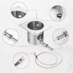 Stainless Steel Fire Burn Pot and Hot Rod Ignitor Kit for Traeger and Pit Boss,Camp Chef Pellet Grills, Heavy Duty Fire Pot Burner Pot Pellet Grill Replacement Parts with Ash Remover, Screws and Fuse