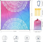 Beach Blanket Waterproof Sandproof Beach Mat 79" X 83"/10'x9'for 2-8 Adults Quick Drying Outdoor Picnic Mat Beach Accessories for Travel, Camping, Hiking