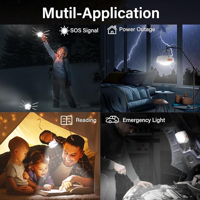 Rechargeable Camping Lights FLY2SKY 4Pcs White Tent Lights Mini Flashlight Portable LED Camping Lantern Survival Gear Camping Accessories for Hiking Backpacking Fishing Hurricane Emergency Outage