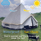 Backpacking Bell Tent with Top Stove Jack for All Year Living, 300D Oxford Waterproof Yurt Tents House for Camping Glamping, Parties, Outdoor Events-13/16.4FT