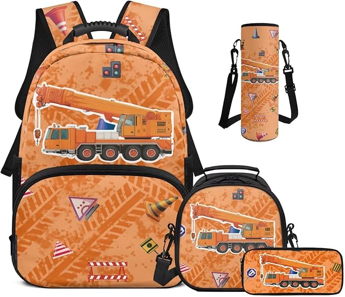 Boys Backpack and Lunch Box Set Crane Elementary School Backpack for Boys Back to School Supplies Back Pack Purse Knapsack for Daycare