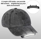 Mudder 4 Pcs Hat Light Clip 11 LED Cap Lights Clip on Hat Headlamp Battery Powered Cap Brim Lamp Black Waterproof Ultra Bright Headgear Flashlight for Hunting Camping Fishing Hiking