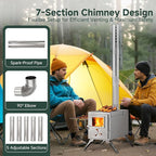 H&ZT Hot Tent Stove, Portable Wood Burning Stove with 7 Chimney Pipes, Ideal for Camping, Cooking & Winter Heating