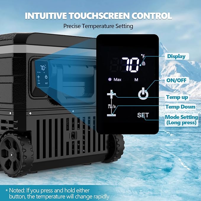 Kndko 12 Volt Car Refrigerator, 68 Quart (64L) Dual Zone Electric Cooler, Fast Cooling Portable Fridge 12V/24V DC 100-240V AC, -4℉~68℉, 12v cooler with Wheels & 2 Baskets for Camping, Road Trip, Truck