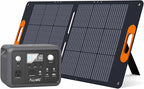 ALLWEI Solar Generator with Panels Included - 300W/256Wh LiFePO4 Battery Portable Power Station with 100W Solar Panel, Solar Powered Bank Generator for Camping,Home Use, Power Outage