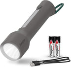 Energizer S-600 LED Flashlight Rechargeable Solar and AA Battery Power Options, Super Bright IPX4 Water Resistant Flashlights High Lumens for Emergencies, Outdoors, DIY