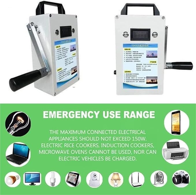 150w Hand-Cranked Generator, Solar Power Supply, Portable Manual Generator, with USB Plug AC110V/220W Emergency Power Generator USB Charging for Camping, Travel