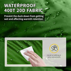 Down Backpacking Sleeping Bag 620FP, Lightweight Sleeping Bag for Adult Backpacking, Hiking, Camping. with Compression Bag.