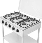 5 Burner Natural Gas Burner Portable Camping Stove Manual Ignition Gas Stove with Support Leg Stand and Wind Blocking Cover for RV, Apartment, Outdoor Cooking