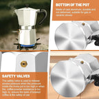 9 Cup Aluminum Espresso Stovetop Moka Pot Express Coffee Maker Percolator Italian Classic Mocha Coffee Machine for Italian and Cuban Cafe Brewing for Home & Camping 450ml 15oz