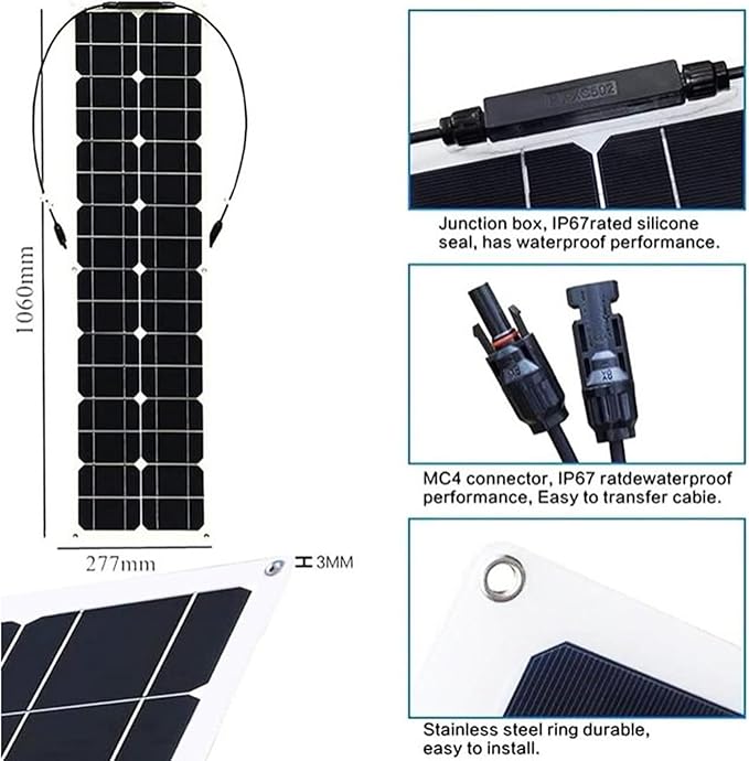 1000W Solar Panels 12V Flexible Solar Panel Kit, Complete Portable Solar Battery Charger Phone with 100A Controller Camping Home