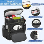 Tactical Cooler Backpack - 42 Cans Backpack Coolers Insulated Leak Proof for Men Adults, Soft Cooler Insulated Backpack for Lunch, Work, Camping, Hiking, Picnic, Beach & Travel