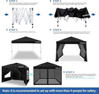 OASISHOME Pop-up Gazebo Instant Portable Canopy Tent 10'x10', with 2 Styles Sidewalls,Netting, Windows, Wheeled Bag, for Patio/Outdoor/Wedding Parties and Events