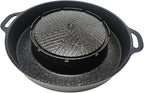 Round Grill Pan 2 in 1 Hotpot and Grill Barbecue Griddle Outdoor Barbecue Meat Tray Hot Pot BBQ Stoves for Travel Home Camping, S