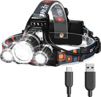 Headlamp Rechargeable Super Bright 20000 Lumens,USB-C Head Lamp Flashlight,Ultra Bright Head lamp,Waterproof Headlight Hard Hat Light,Adjustable Light for Adults Work Hunting Fishing Camping headlamp