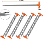 Cheardia 20 Pack Tent Stakes Heavy Duty, 9.75 Inch Yard Stakes Non-Rust Metal Tent Pegs Ground Stakes Tent Spikes for Camping Patio, Garden, Canopies, Grassland, Outdoor, Orange