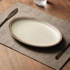 Camping Plates Oval Ceramic Dinner Plate Household Salad Plate Ceramic Tableware Restaurant Kitchen Appetizer Plate Dessert Plate Decorative Plate(Medium)