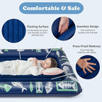 Costzon Inflatable Toddler Travel Bed, Kids Air Mattress Set w/Electric Pump, 4 Sides Safety Bumper & 2-in-1 Multifunctional Design, Portable Toddler Bed for Travel, Camping, Home-use (Blue)