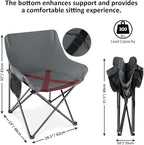 Leonyo Portable Camping Chairs for Adults, 2 Pcs Oversized Lawn Chair with Folding Camping Table for Beach, Picnic, Outdoor Sports, Fishing, Rv Travel – Grey