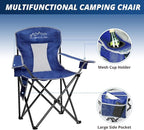 2PCS SAILARY Mesh Folding Camping Chairs, Oversized Portable Outdoor Chairs, Weight Capacity 325 lbs with Cup Holder, Storage Pocket, Carry Bag Blue