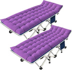 2 Pack Camping Cot with Mattress Comfortable Cots for Sleeping Camping Bed Heavy Duty Folding Cot with Carry Bag for Adults Kids Outdoor Home Guest Bed