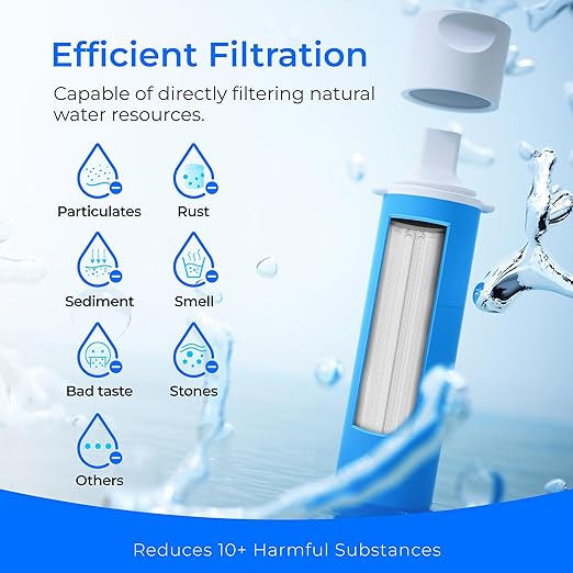 Waterdrop Gravity Water Filter Straw, Camping Water Filtration System, Water Purifier Survival for Travel, Backpacking and Emergency Preparedness, 0.1 Micron, 5 Stage Filtration