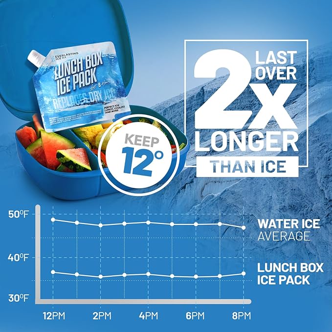 Everlasting Ice RX Reusable Ice Packs for Cooler (4 Pack) Up to 48 Hours Freezer Packs for Coolers and Lunch Boxes | 10 x 10 in | Cooler Ice Packs for Camping, Fishing, Beach, Road Trips