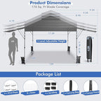 Tangkula 10x17.6 Ft Pop Up Canopy with Adjustable Dual Awnings, 2 Tier Outdoor Canopy Tent with 8 Stakes, 4 Ropes, 4 Sand Bags, Wheeled Bag, Easy Setup Instant Tent for Patio, Market, Picnic