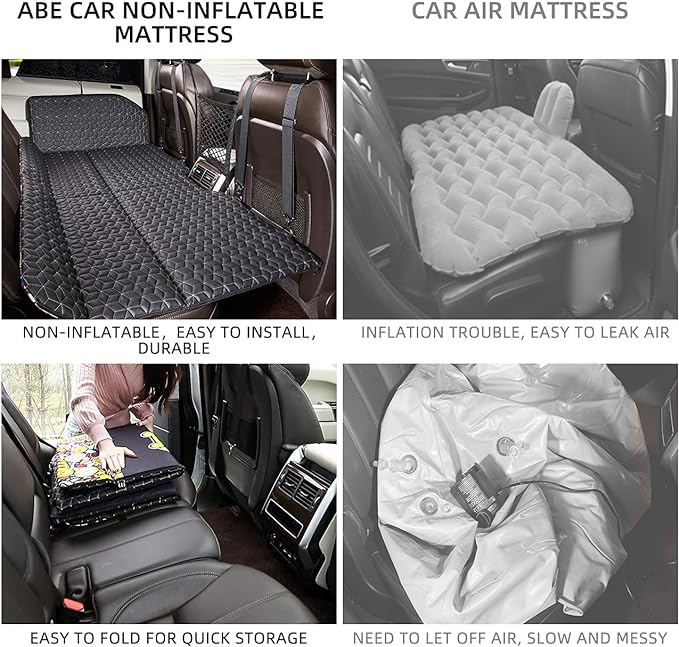ABE Non-Inflatable Car Mattress,Double-Sided Folding Car Bed Mattress SUV,Portable SUV Mattress,Camping Mattress Back Seat,Back Seat Extender for Dogs(Dinosaur World)