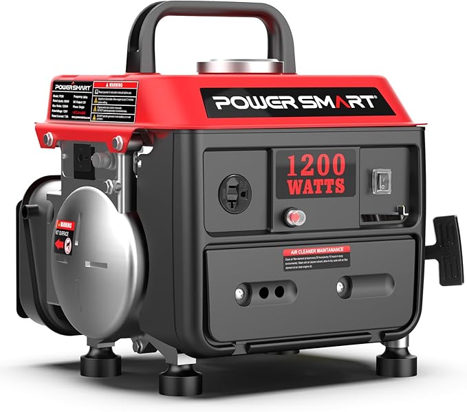 PowerSmart 1200W Portable Gas Powered Generator, 71cc 2-Stroke Single Cylinder Engine, 900W Rated, Ultralight 39 lbs for Camping, Tailgating, Fishing & Emergency Home Use, EPA Compliant