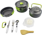 Camping Cookware Kit, Non-Stick Lightweight Pots Pan Set, Picnic Tableware Tools for Camping, Backpacking, Outdoor Cooking (Color : Black)