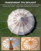 TOMOUNT Canvas Tent with Rainfly with Stove Jack Bell Tent Yurt Glamping Tent with TPU Transparent Roof for Family Camping