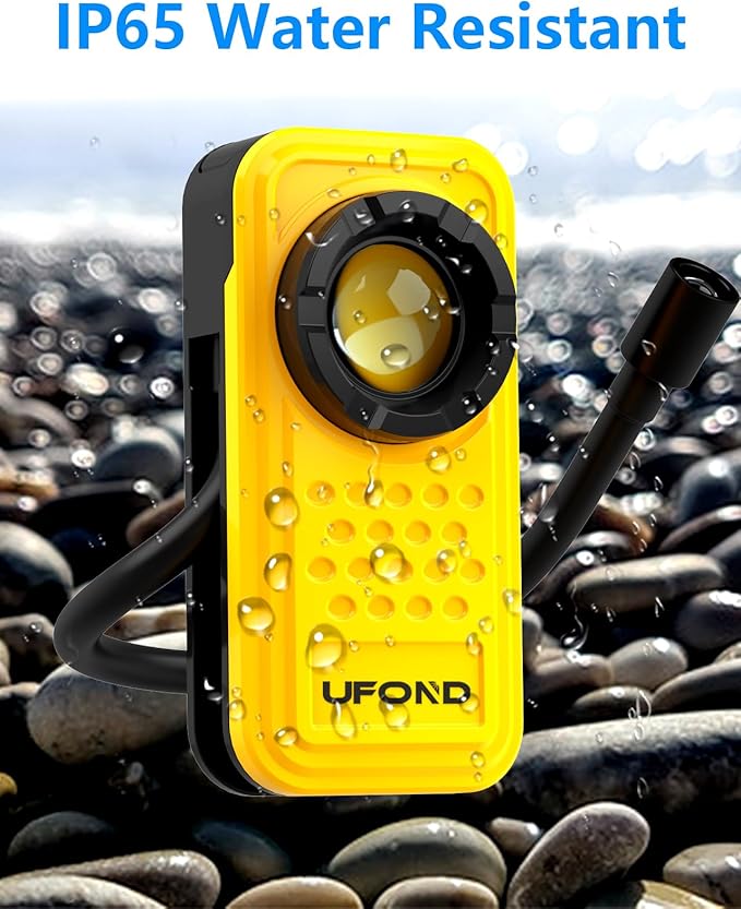 UFOND 800LM Rechargeable Flashlight,Lightweight Pocket Work Light Gooseneck Lamp,Dual Head Lamp Source 4 Mode Brightness,Magnetic Clip Aluminum Alloy Spotlight,for Repair Outdoor Camping Emergency