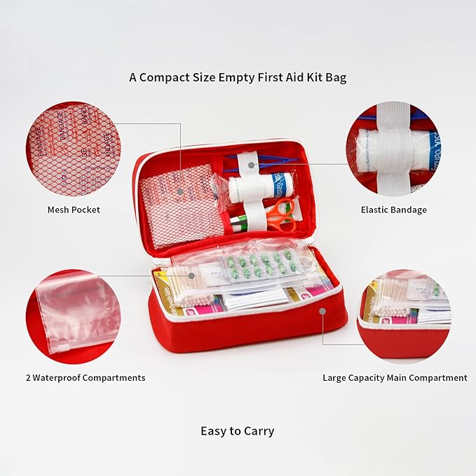 Portable Empty First Aid Kit Bag, Travel Medicine Pouch, Small Medical Bag (Blue)
