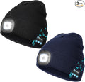 Wmcaps Stocking Cap Stuffers Bluetooth Beanie with A Light, 2-Pack Flashlight Headlamp Winter Hat Gifts for Men Women Dad Him