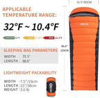 Ultralight Down Sleeping Bag for Adults - 600 Fill Power, Cold Weather, Backpacking, Camping, Hiking