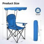 ALPHA CAMP Heavy Duty Canopy Lounge Chair Sunshade Hiking Travel Chair with Cup Holder