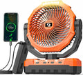 3-in-1 Camping Fan - Detachable Rechargeable Battery Operated Fan with Light & Hook for Tent, Outdoor - USB Table Fan with 4 Speeds for Picnic, BBQ, Fishing, Travel, Hurricane