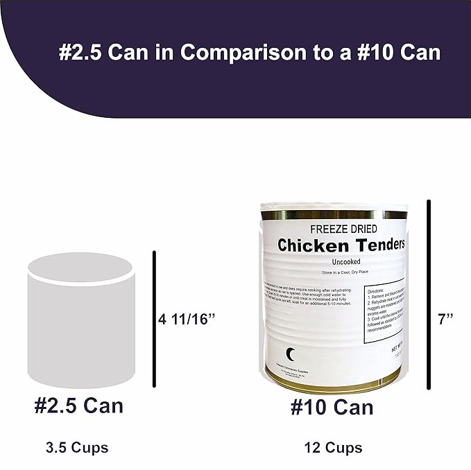 Military Surplus Freeze-Dried Uncooked Chicken Tenders 13 oz – Emergency Survival Food for Hunting, Camping, Backpacking & Long-Term Storage – 25+ Year Shelf Life – Made in USA – Easy Prep – 18 to 22 Tenders per Can