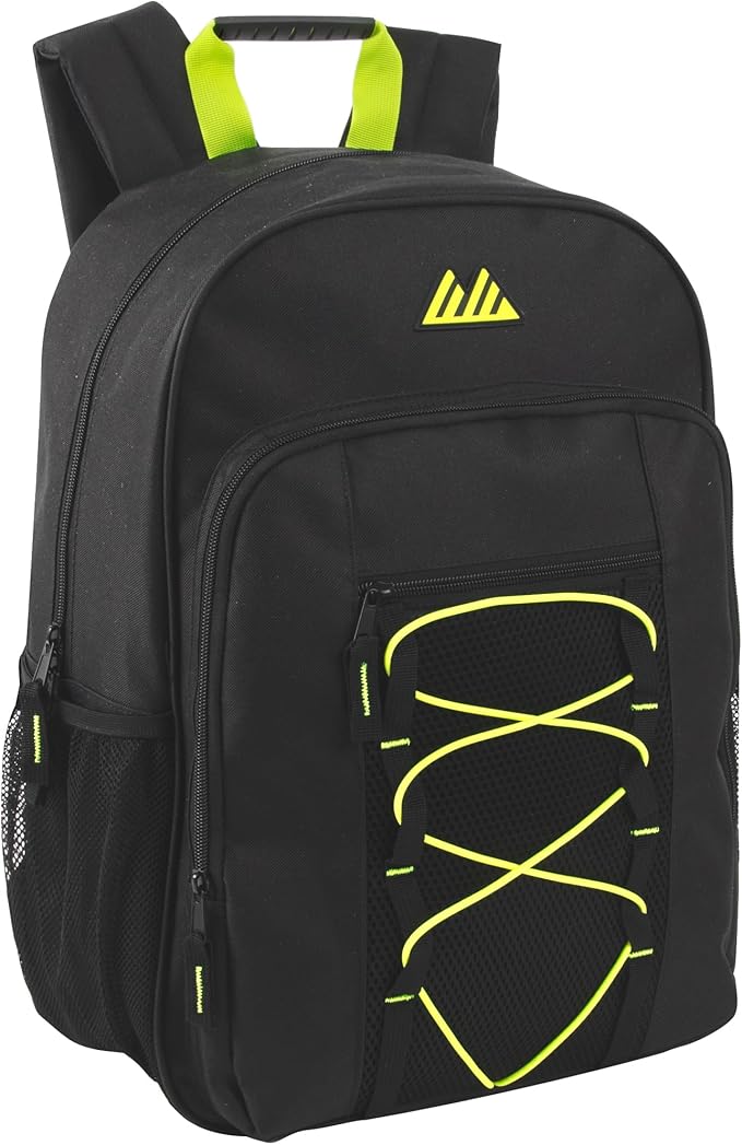 Trail maker (24 Pack) 18 Inch Heavy Duty Bulk Dual Compartment Bungee Backpacks for College, Homeless, Men, Women (Dark Colors Pack)
