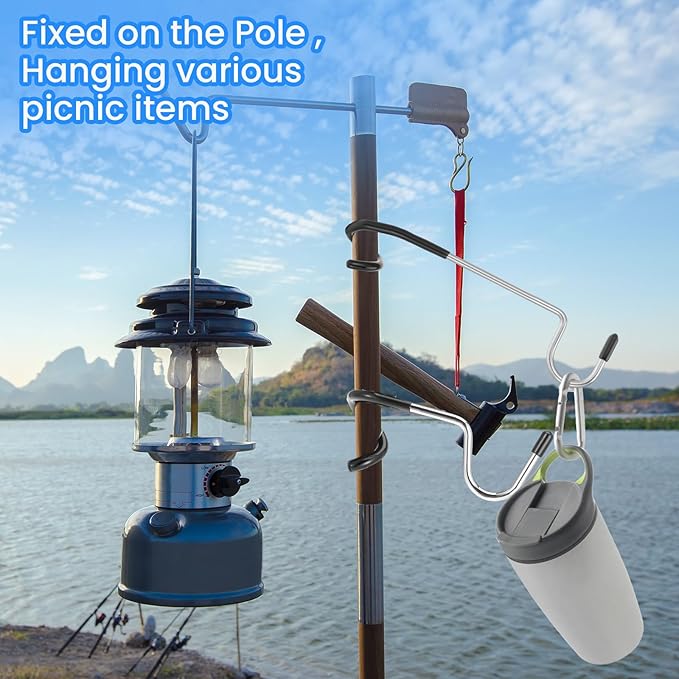 4Pcs Camping Lantern Hooks, Adjustable Backpack Hooks for Tent Lights, Tent Hooks for Outdoor Lights, Camping Light Hook, Grill, Hiking