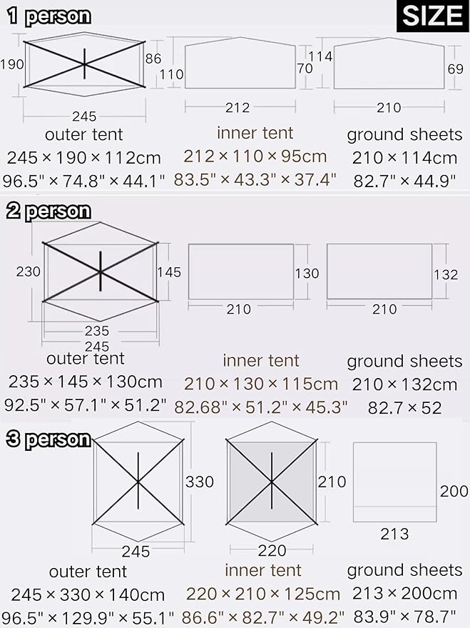 3F UL Gear Taiji 1 Person Tent for Camping, Ultralight 3 Season 5000mm+ Waterproof Backpacking Tent, Easy Set up Solo Camp Tent for Hiking, Cycling, Fishing, Travel