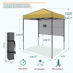 EAGLE PEAK 6x4 Instant Pop Up Canopy Tent with 1 Half Wall Panel, Straight Leg Sun Shelter, Portable Canopy with Carry Bag for Camping, Beach & Sports, Beige