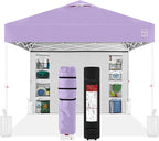 Best Choice Products 10x10ft Pop Up Canopy Tent with Sidewall, 1 Person 1 Minute Set Up, Carry Case, 4 Weight Bags - Lilac/White