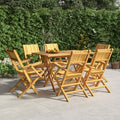 6-Piece Solid Teak Wood Folding Patio Chairs Set, 21.7"x24"x35.4" Outdoor Furniture with Slatted Design for Backyard Poolside and Camping