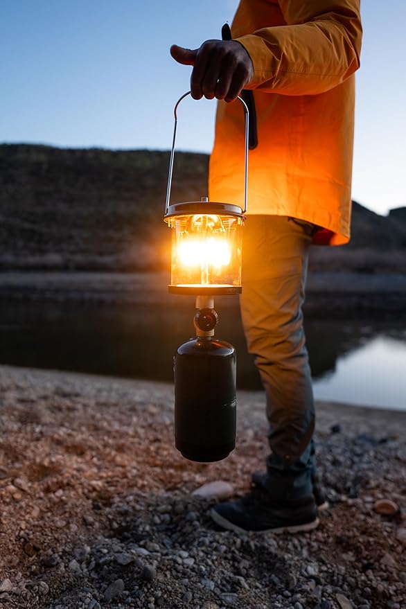 Stansport Propane Mantel Lantern – Outdoor Light with Adjustable Brightness, Carry Handle, Ventilated Hood, High-Output, Portable, for Emergency, Backpacking, Camping – Mantels Included
