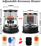 2 in 1 Portable Kerosene Heater & Stove 9000 BTU Non-Electric Indoor Outdoor Heater for Camping, Hunting, Cooking, Home, Garage, and Emergency Preparedness - Black